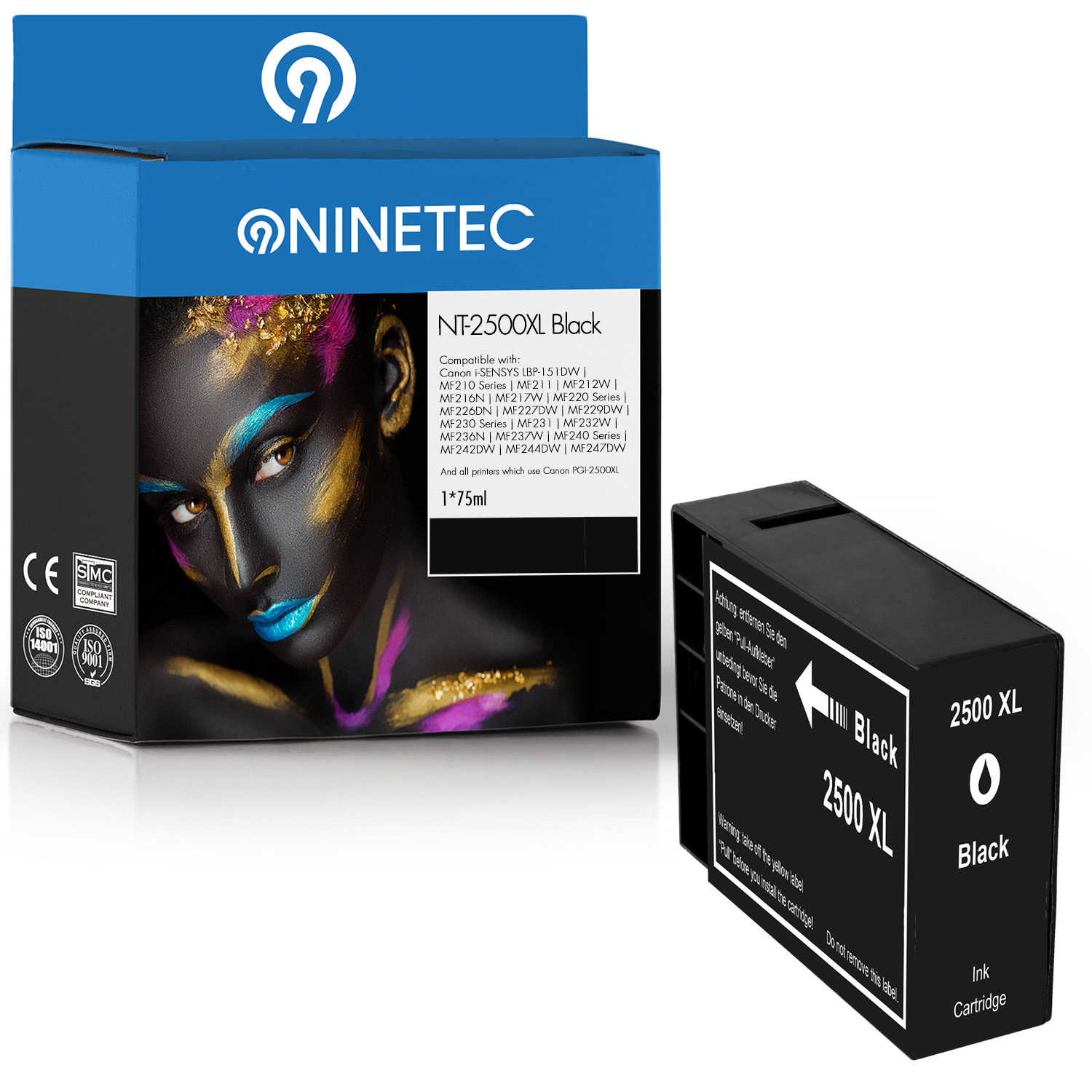 NINETEC 1 Patrone ersetzt Tintenpatrone Canon black (9254 PGI-2500 B 001)