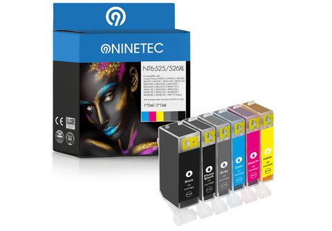 NINETEC 6er Set ersetzt Canon PGI-525 CLI-526 Tintenpatronen black, cyan,  magenta, yellow, photoblack, grey (4540 B 017) | MediaMarkt