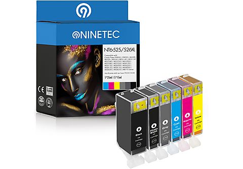 NINETEC 6er Set ersetzt Canon PGI-525 CLI-526 Tintenpatronen black, cyan,  magenta, yellow, photoblack, grey (4540 B 017) | MediaMarkt