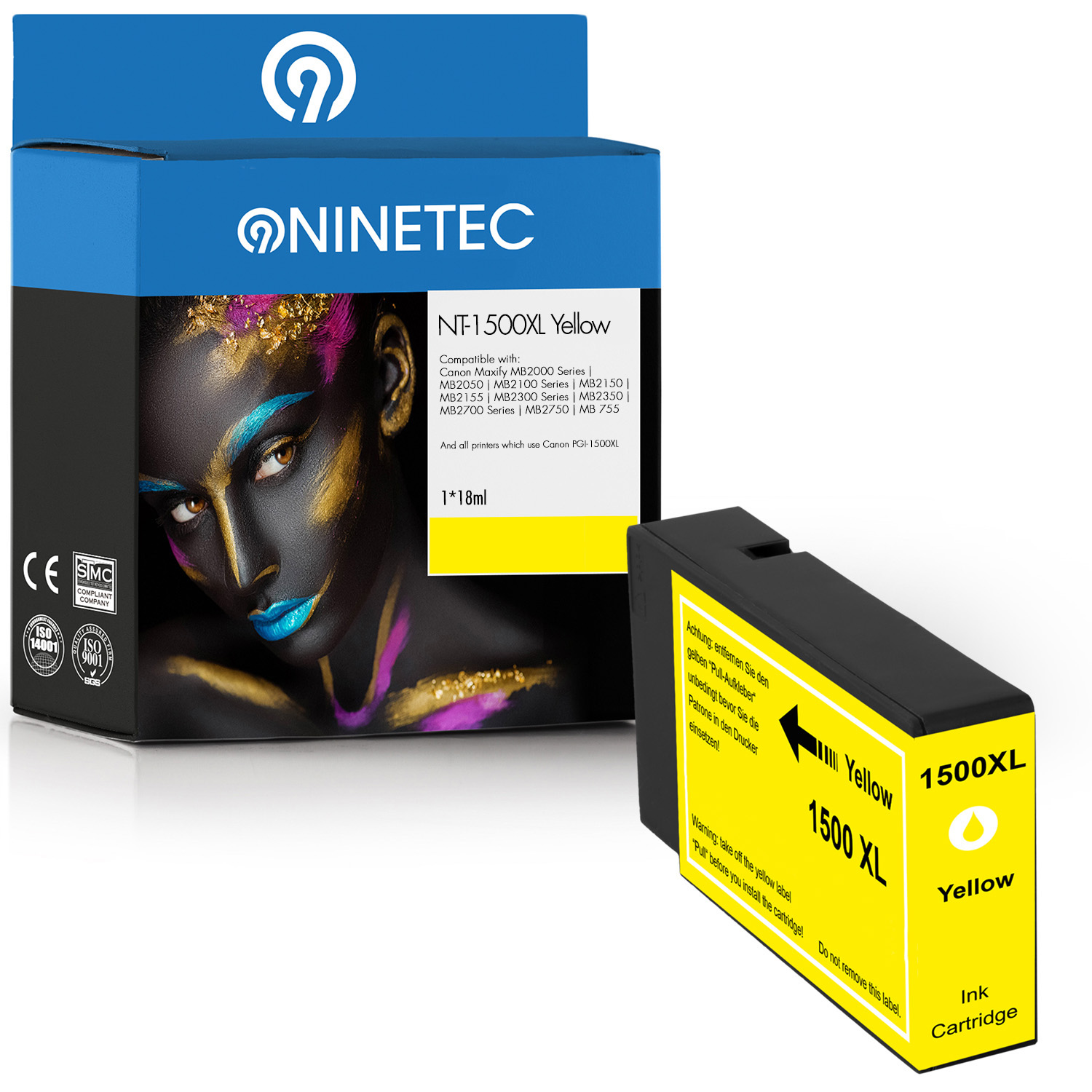NINETEC 1 ersetzt 001) B Patrone yellow PGI-1500 Tintenpatrone (9231 Canon