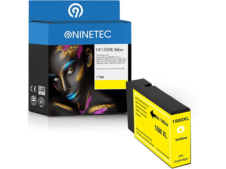 NINETEC 1 Patrone ersetzt Canon PGI-1500 Tintenpatrone yellow (9231 B 001) | Tonerkartuschen