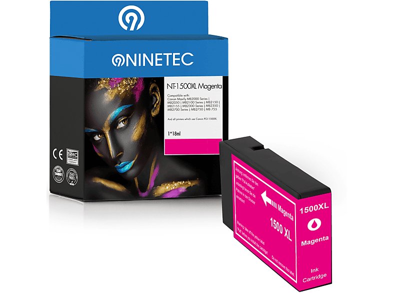 NINETEC 1 Patrone ersetzt Canon PGI-1500 Tintenpatrone magenta (9194 B 001) | Tonerkartuschen