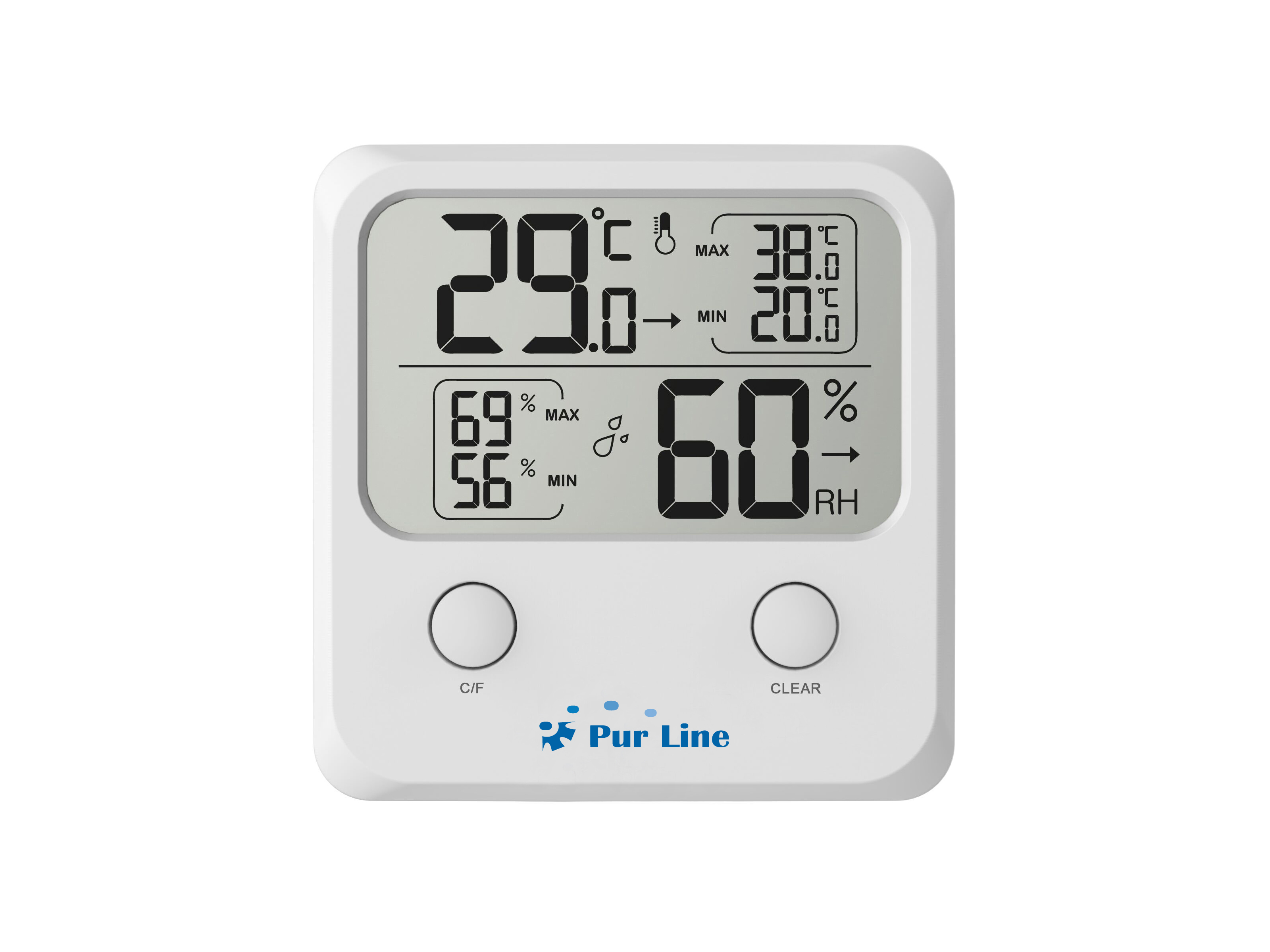 Temperatur- mit Wetterstation PURLINE und Luftfeuchtigkeitsanzeige Drahtlose Indoor-Wetterstation