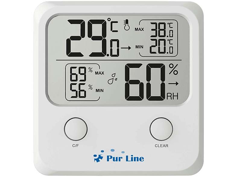 PURLINE Drahtlose Indoor-Wetterstation mit Temperatur- und Luftfeuchtigkeitsanzeige Wetterstation