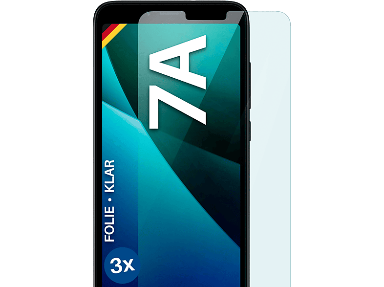 MOEX 3x Redmi klar 7A) Schutzfolie, Displayschutz(für Xiaomi