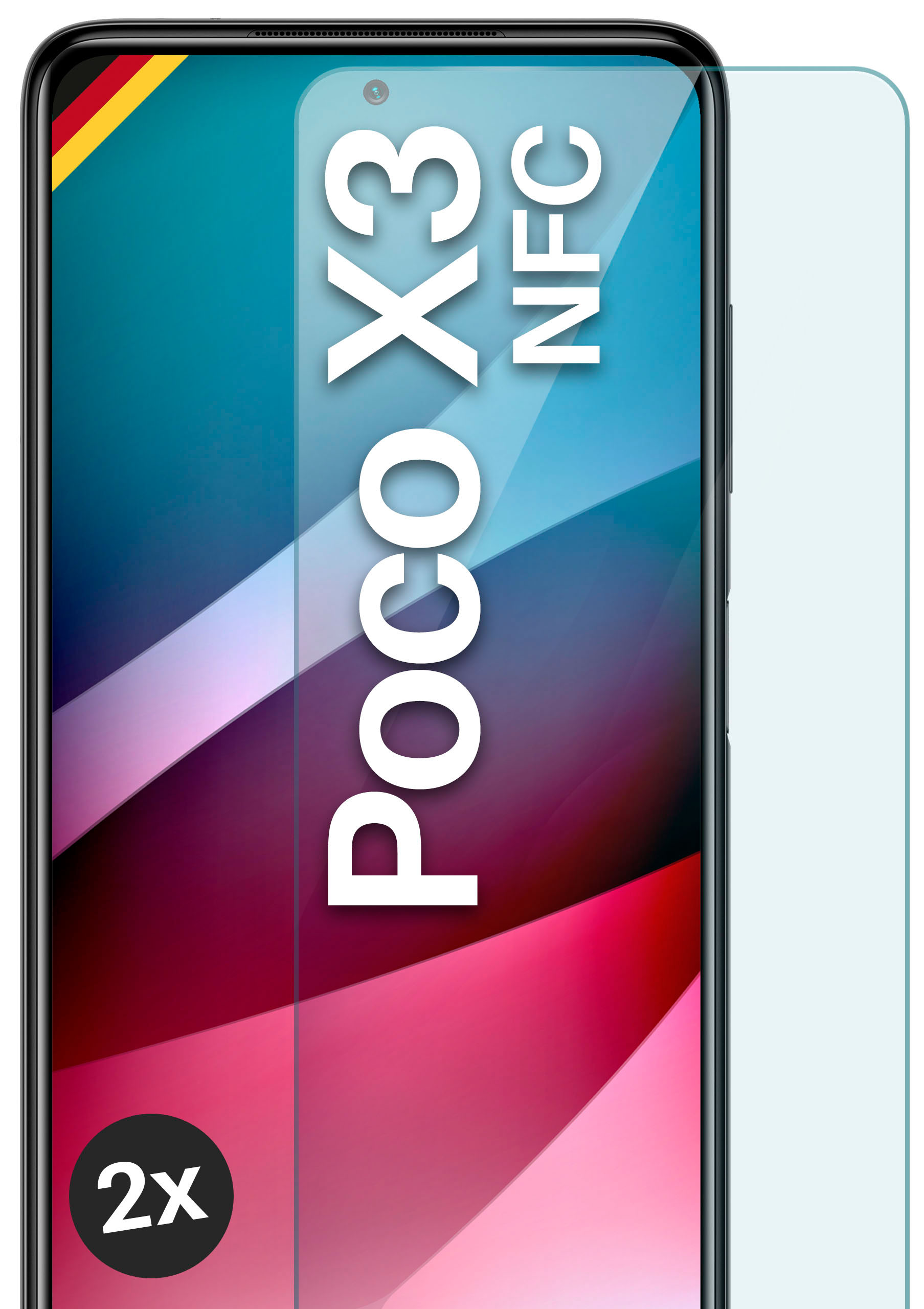 NFC Panzerglas X3 X3 2x Schutzfolie, MOEX / Schutzglas(für Pro) Poco Xiaomi klar -