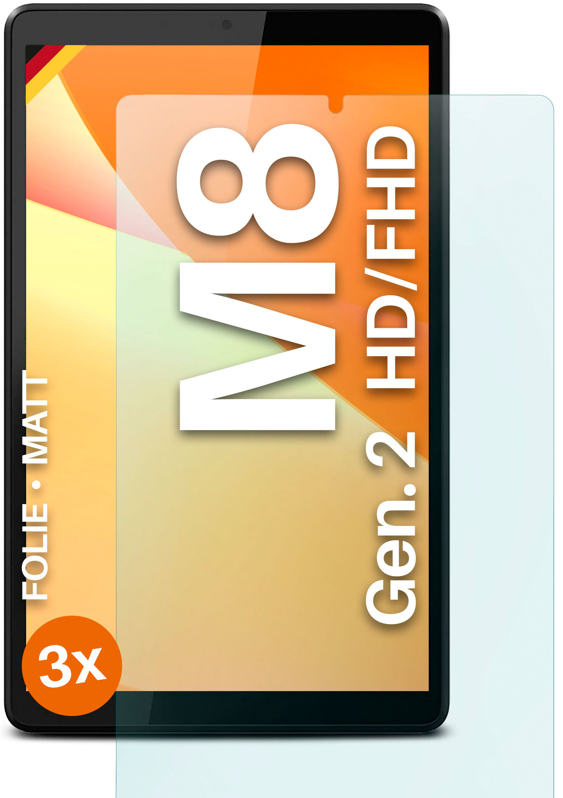 Schutzfolie, Displayschutz(für HD/FHD) Lenovo MOEX 3x matt (2.Gen.) Tab M8
