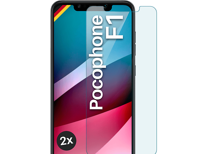 MOEX 2x - F1) Xiaomi Pocophone Schutzglas(für klar Panzerglas Schutzfolie