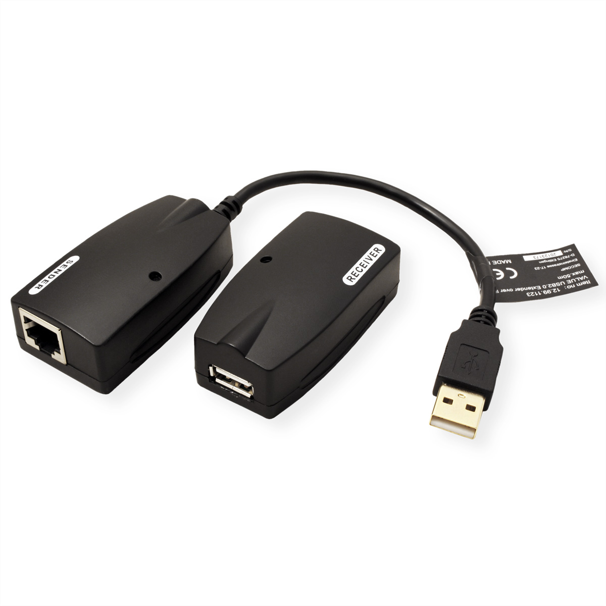 Two black USB to ethernet adapters.