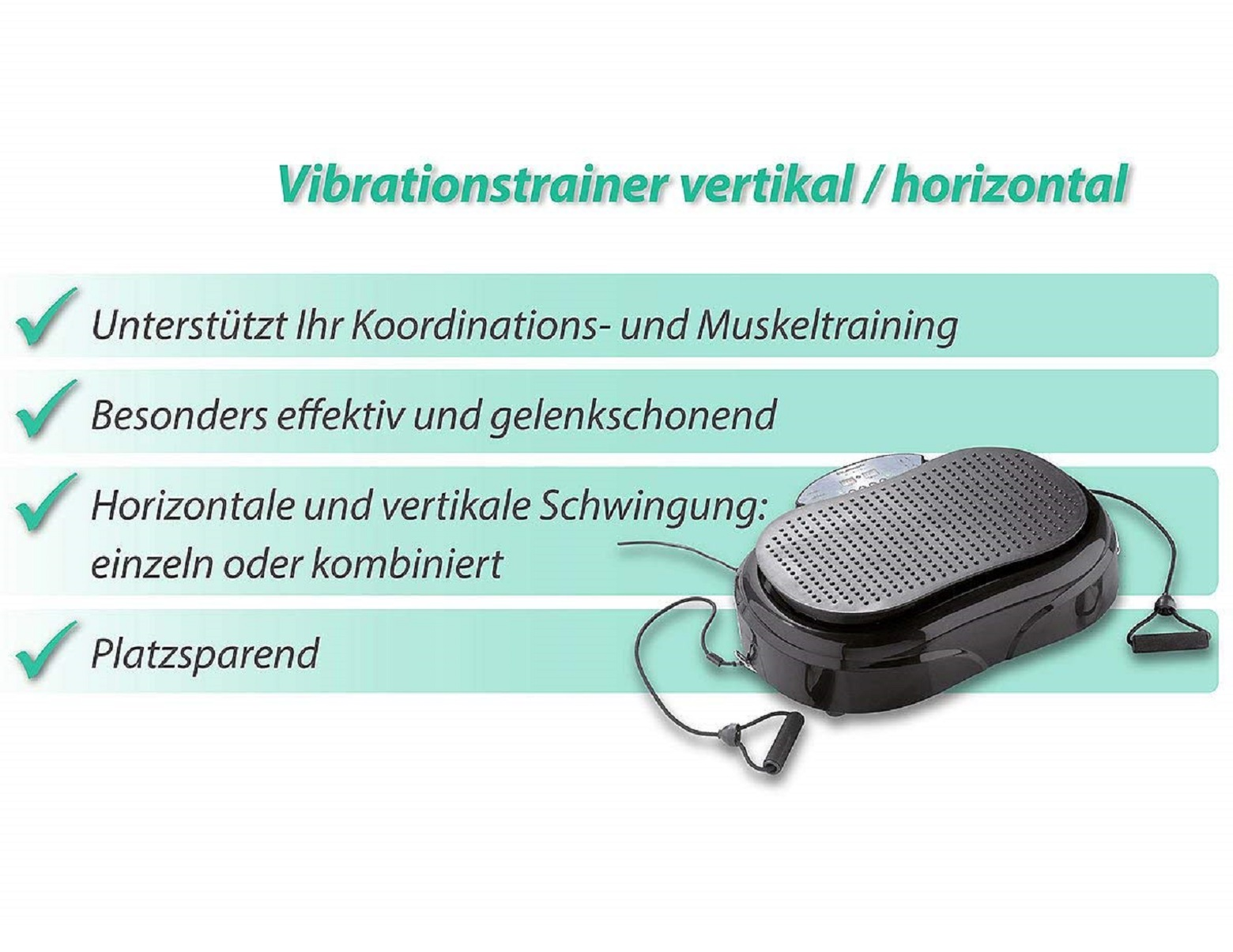 Vibrationsplatte NEWGEN mit MEDICALS schwarz Expander Vibrationstrainer,