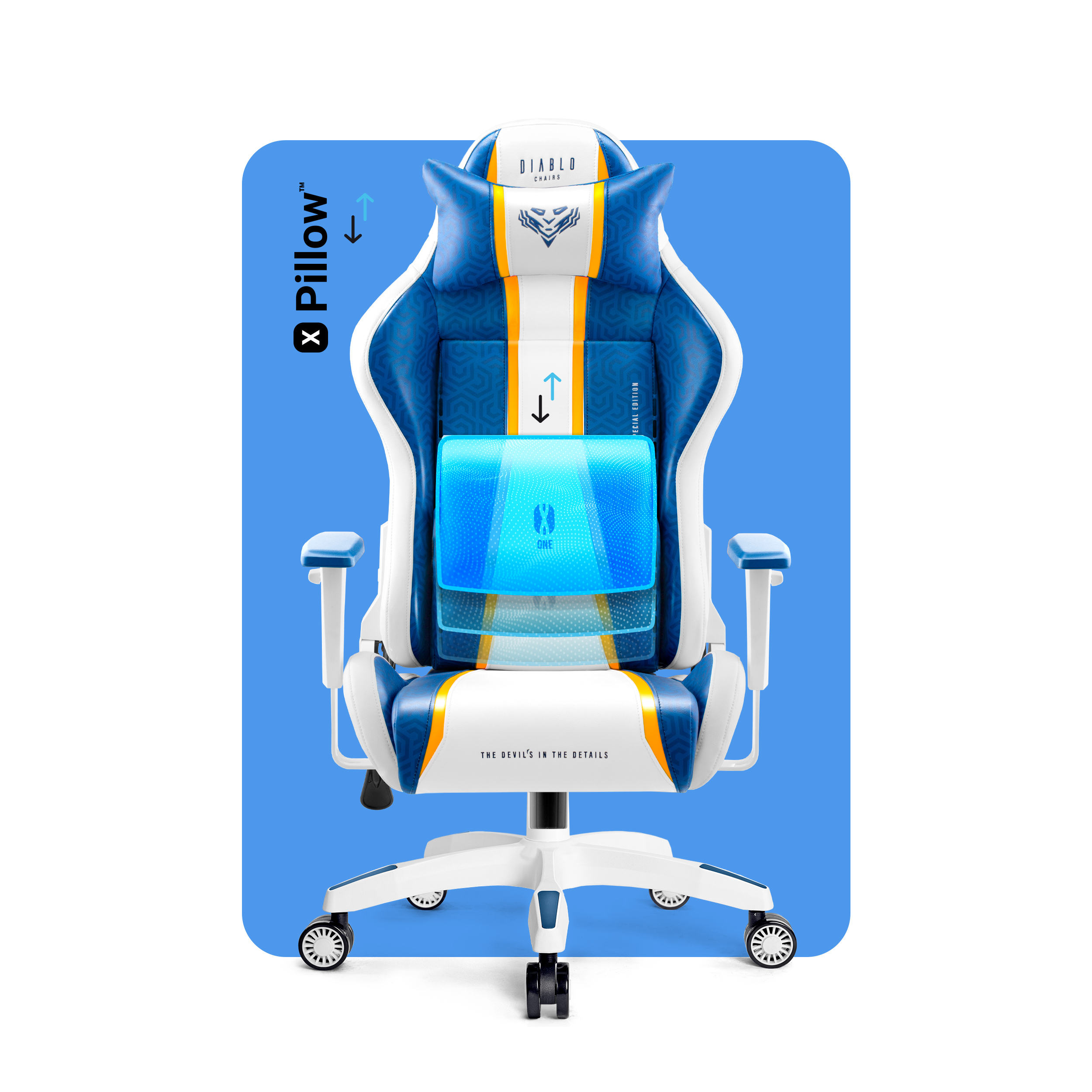 Stuhl, Blau X-ONE CHAIRS Gaming NORMAL AQUA DIABLO 2.0