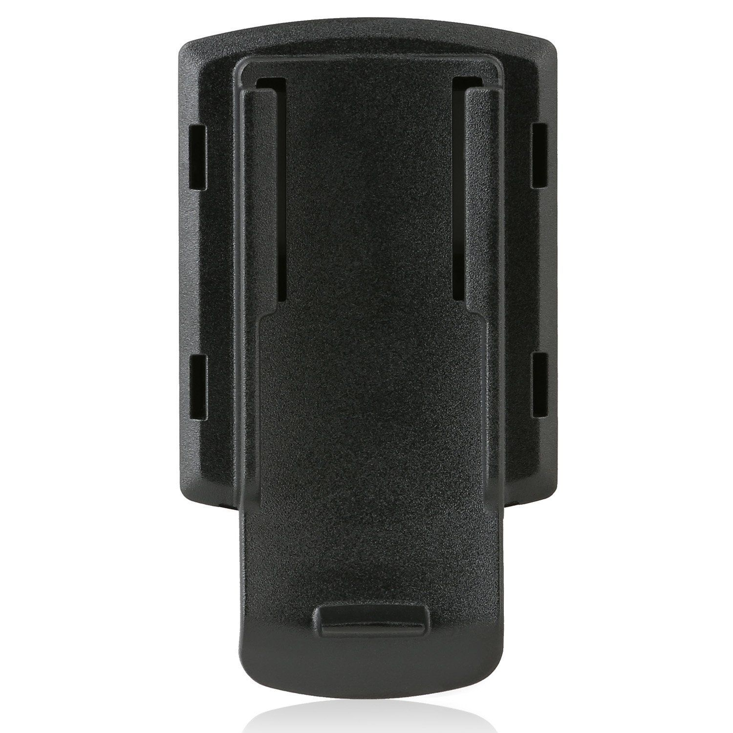 Schwarzer Telefonhalter-Clip, Rückansicht.