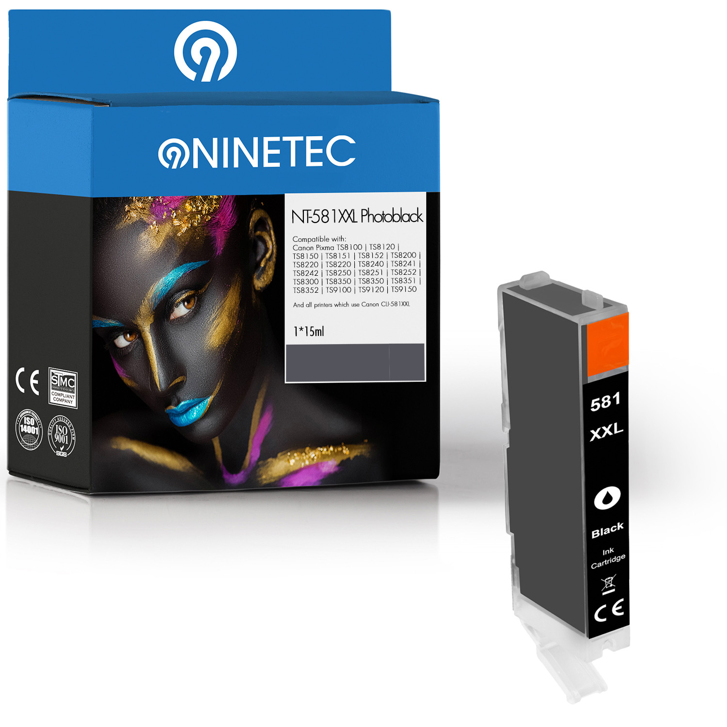 NINETEC 1 Patrone ersetzt Tintenpatrone Canon photoblack (2052 C 001) CLI-581