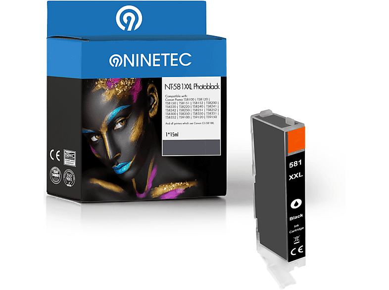 NINETEC 1 Patrone ersetzt Tintenpatrone Canon photoblack (2052 C 001) CLI-581