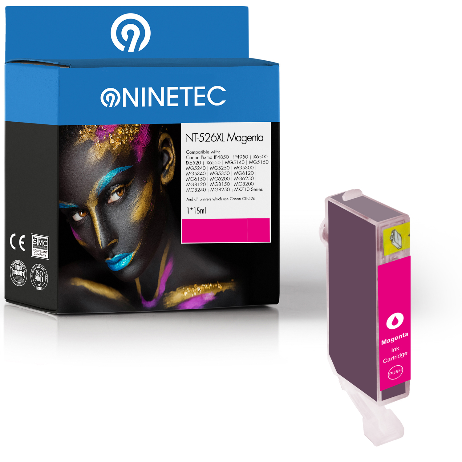 NINETEC 1 CLI-526 B Patrone 001) (4542 magenta Canon ersetzt Tintenpatrone