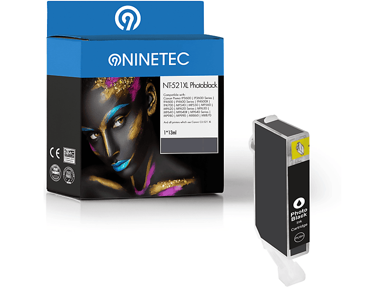 NINETEC 1 (2933 ersetzt 001) Canon B Patrone photoblack CLI-521 Tintenpatrone
