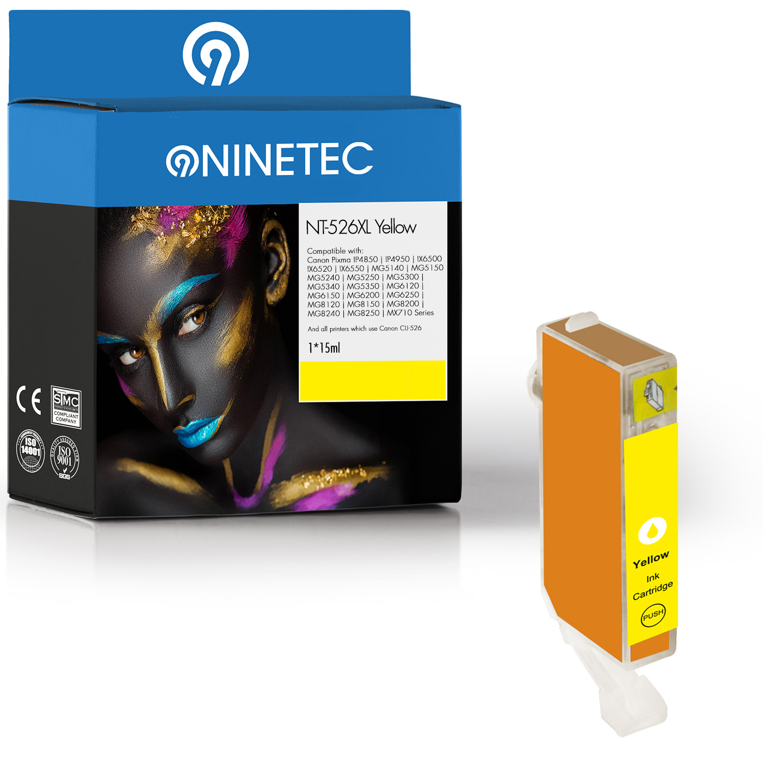 NINETEC 1 Patrone ersetzt B (4543 yellow 001) Canon Tintenpatrone CLI-526