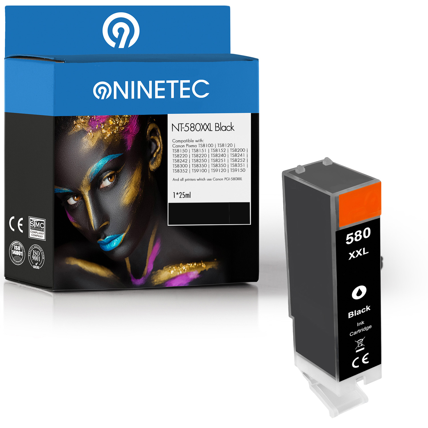 NINETEC 1 ersetzt Patrone Tintenpatrone PGI-580 001) Canon C black (2024