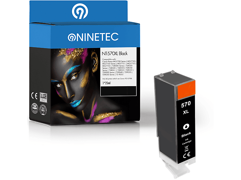 NINETEC 1 Patrone (0318 001) black C Tintenpatrone Canon ersetzt PGI-570