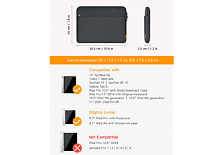 Funda portátil  - INATECK Para Perfecta para la mayoría de los portátiles de 9.7"-11" Pad, inclusive compatible con 10.9 iPad Air 4 2020/8ª (2020)/10.2 iPad 7ª (2019)/11 iPad Pro 2020-2018/10,5 iPad Air 3 2019/10,5 iPad Pro/9,7 iPad Pro/10.5 Surface Go2/10 Surface Go., Negro