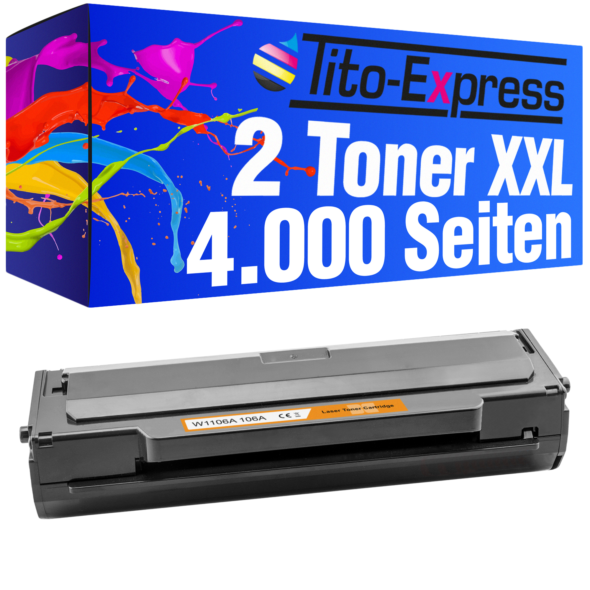TITO-EXPRESS PLATINUMSERIE 2 Toner A) XXL ersetzt (W Mega 1106 W1106A black Toner HP