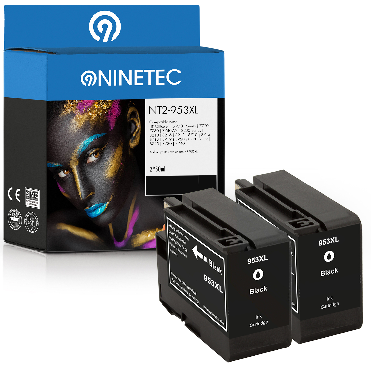 Patronen NINETEC (L0S70AE) HP Set 953XL black 2er Tintenpatrone ersetzt