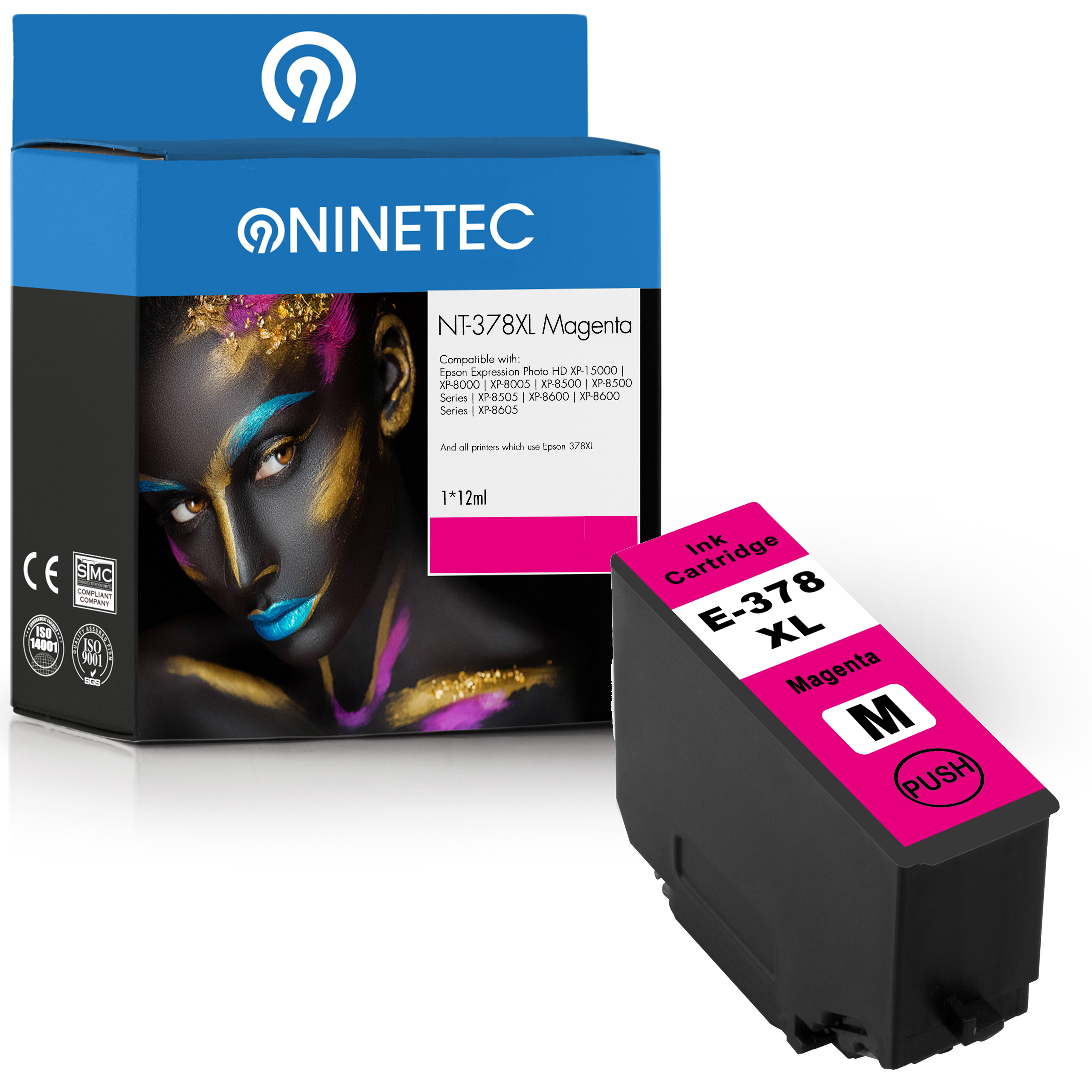 NINETEC (C T ersetzt magenta 13 Tintenpatrone 378XL 37934010) Patrone 1