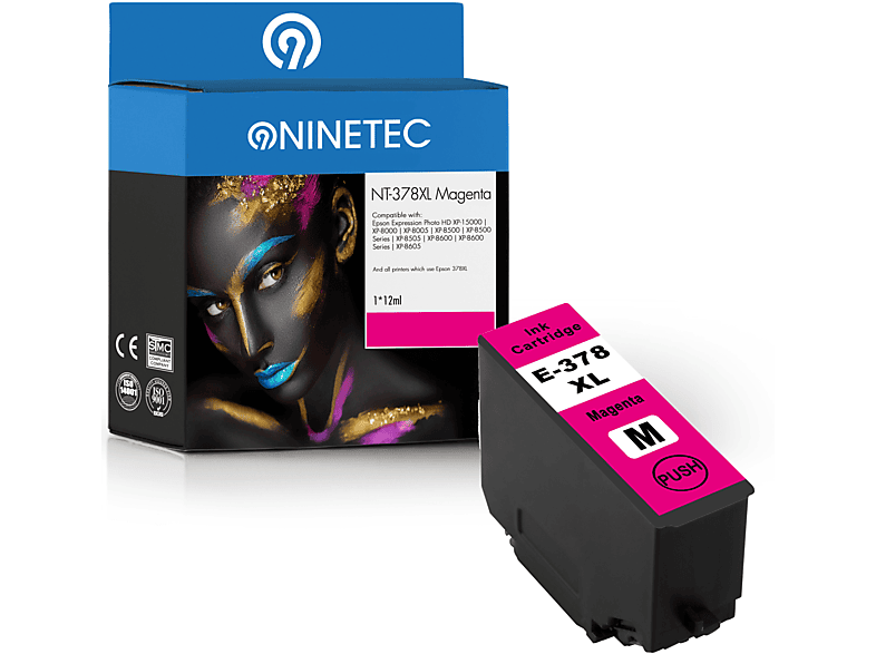 NINETEC 1 Patrone ersetzt 378XL Tintenpatrone magenta (C 13 T 37934010)