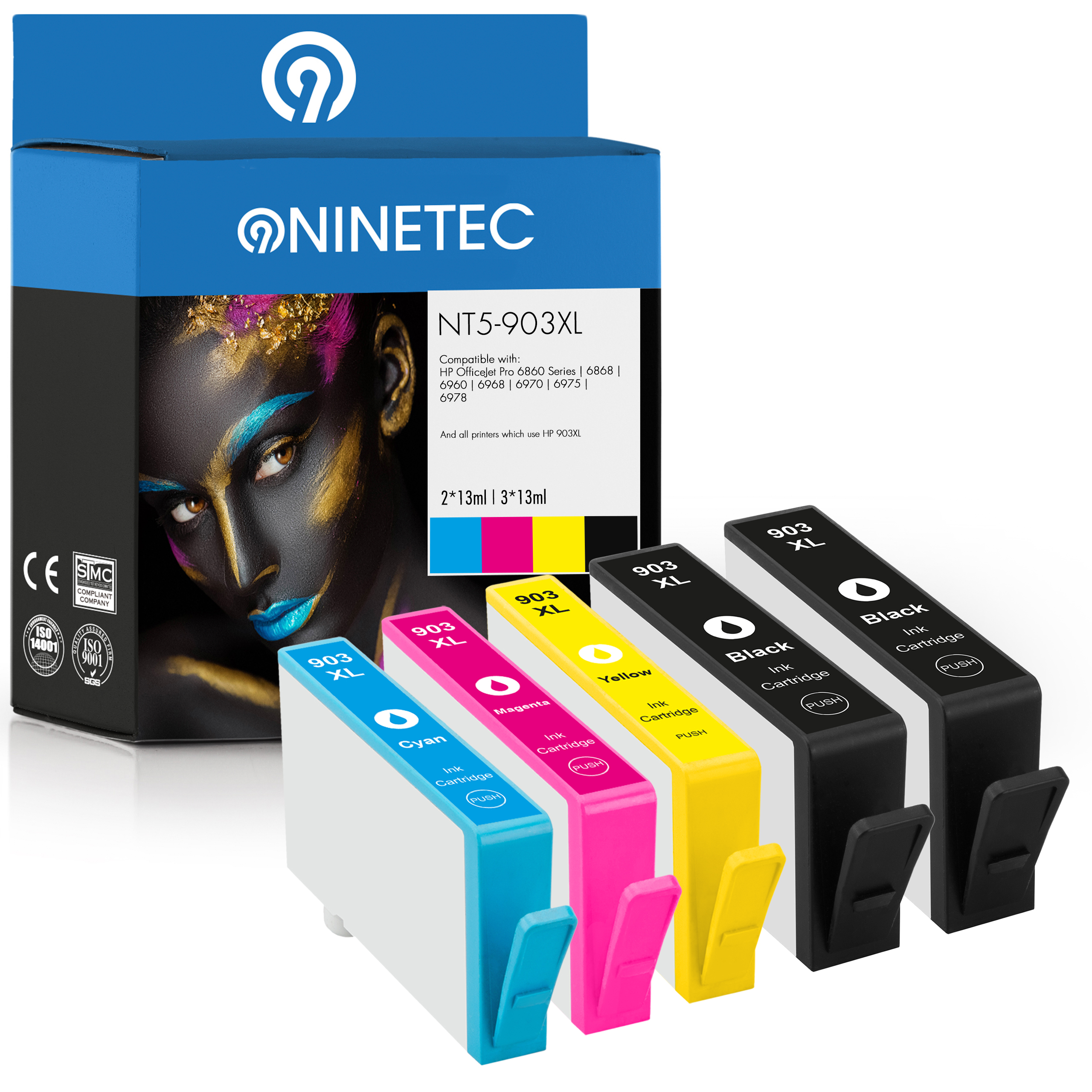 cyan, ersetzt HP NINETEC T6M03AE, T6M11AE) Patronen Set Tintenpatronen 903XL 5er magenta, black, (T6M15AE, T6M07AE, yellow