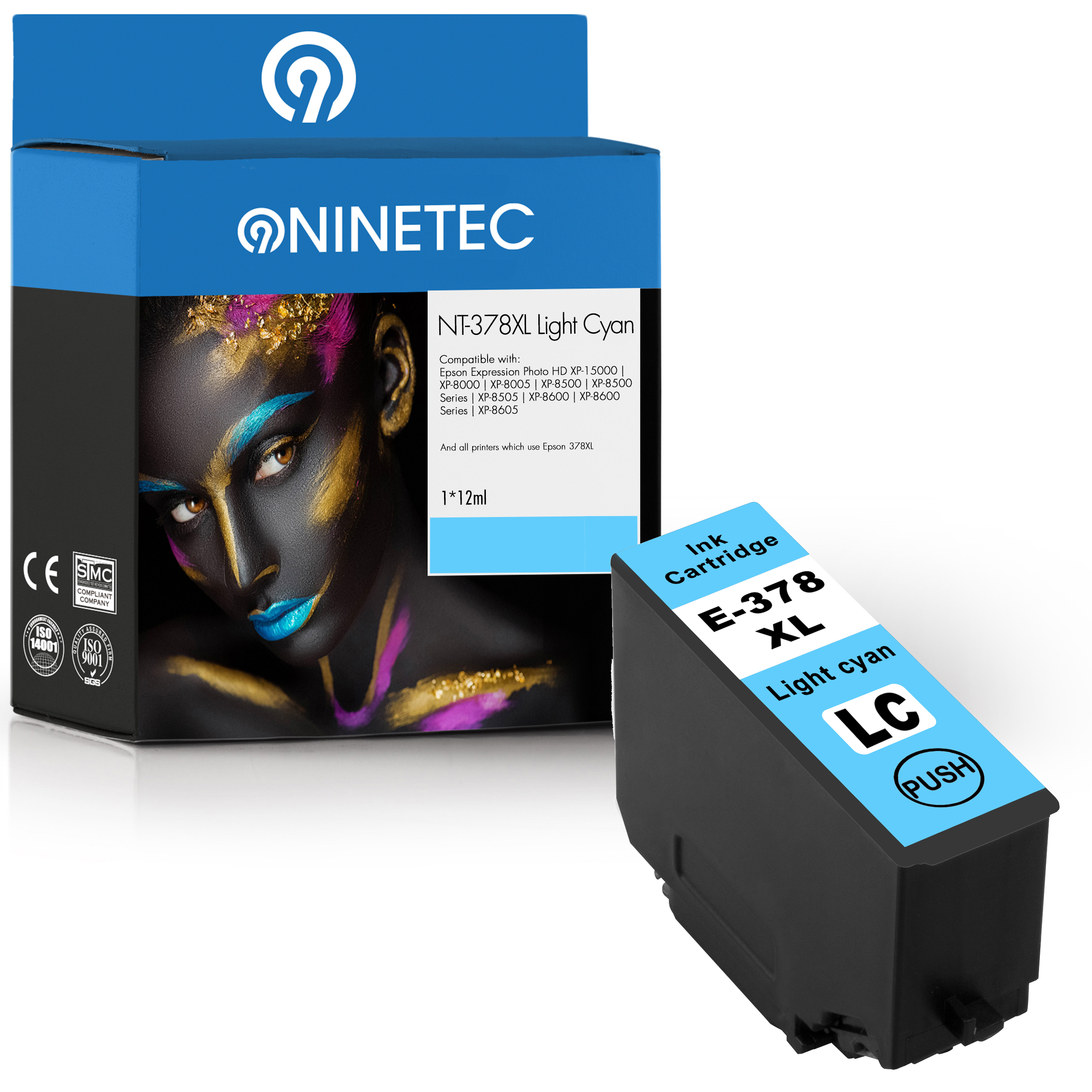 NINETEC 1 Patrone ersetzt 37954010) T Tintenpatrone 378XL 13 lightcyan (C