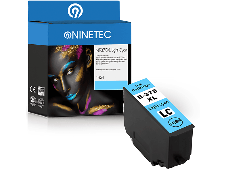 NINETEC 1 Patrone ersetzt 378XL Tintenpatrone lightcyan (C 13 T 37954010)