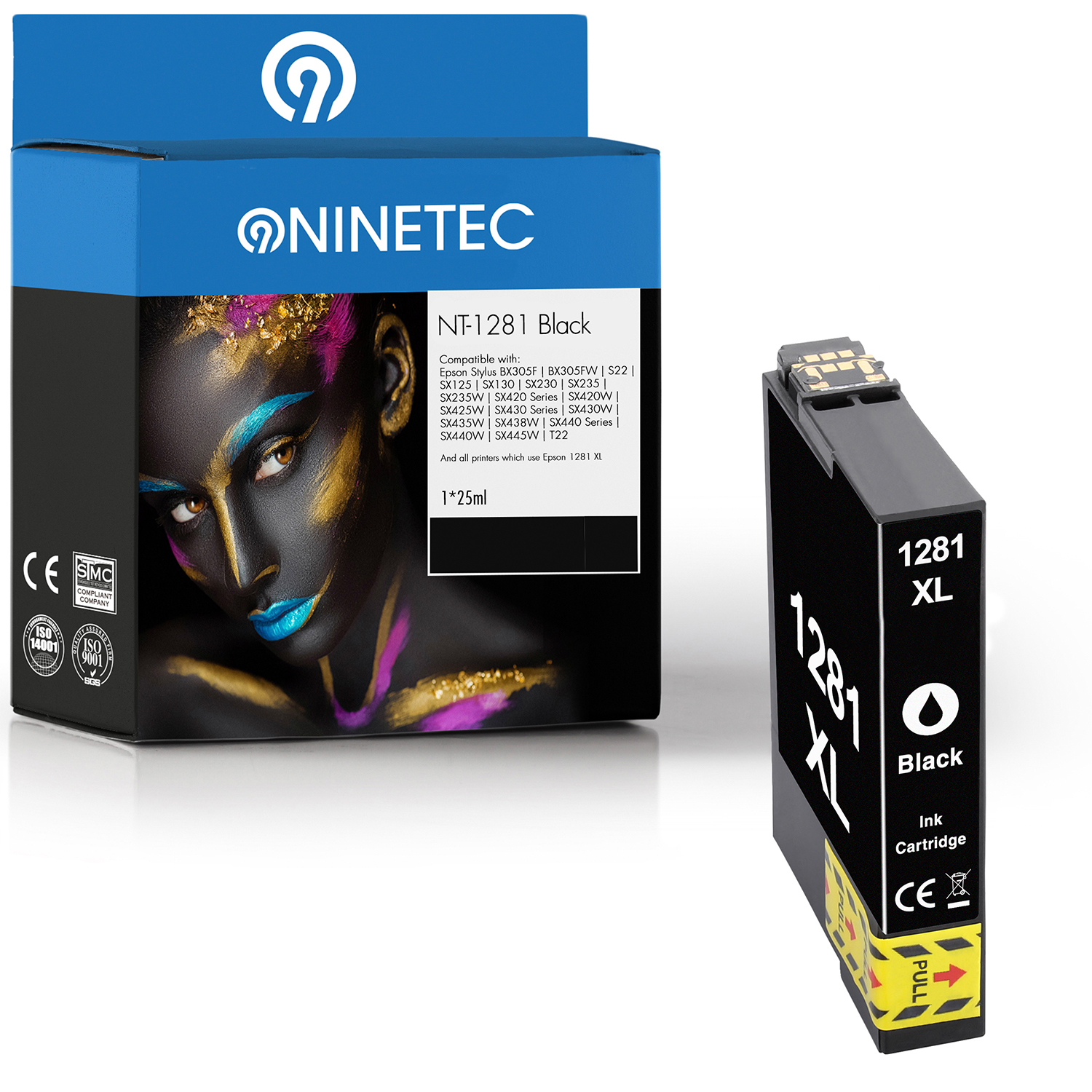 NINETEC 1 T1281 13 12814011) ersetzt Patrone T black Tintenpatrone (C Epson