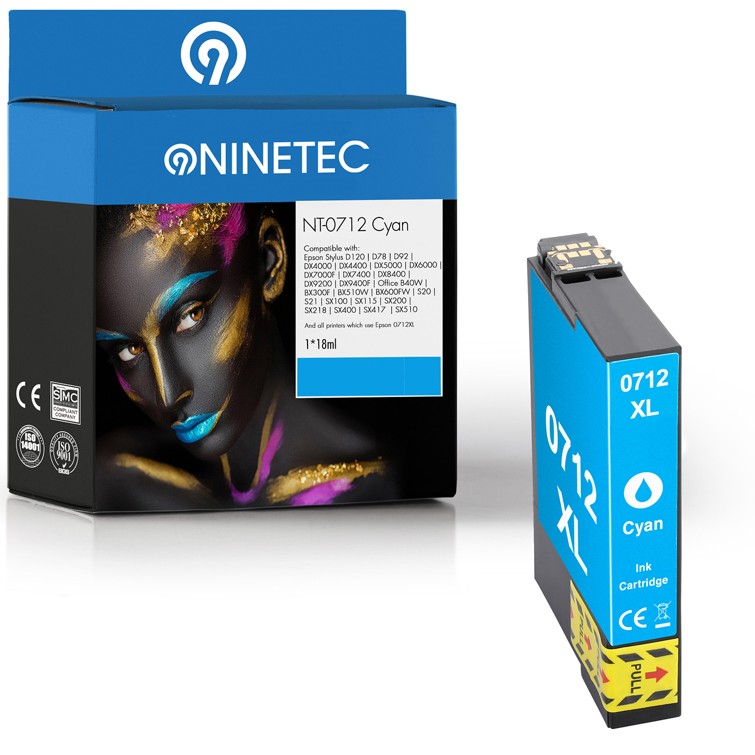 NINETEC 1 ersetzt 13 (C Tintenpatrone cyan Epson T0712 T 07124011) Patrone