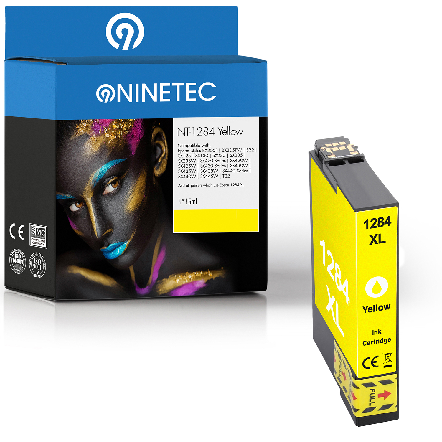 NINETEC 1 Patrone T ersetzt Epson Tintenpatrone 12844011) yellow T1284 (C 13