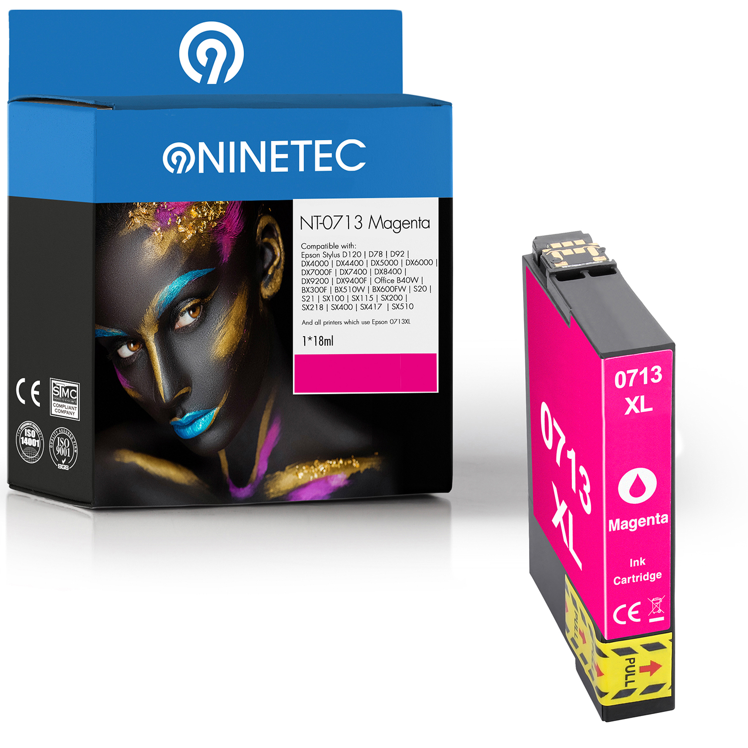 NINETEC 1 13 magenta (C Epson ersetzt Tintenpatrone T Patrone 07134011) T0713