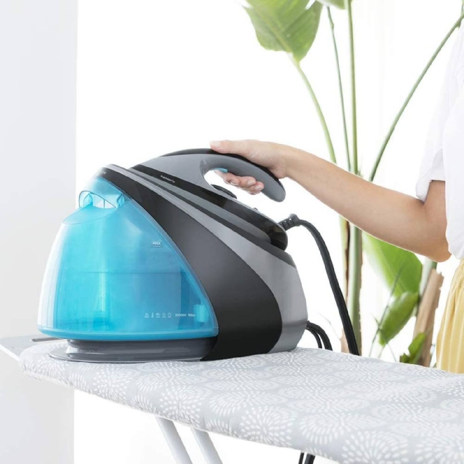 Centro de planchado - CECOTEC Total Iron Turbo-Boost Premium, 3000 W, Ceramic Ultra Glide, Plateado
