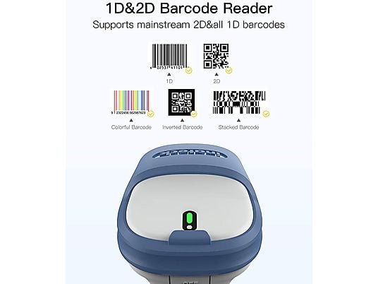 Lector De Codigos De Barras  - Escáner de código de Barras inalámbrico 1D 2D, Soporte de Lectura de códigos de Barras en Pantalla INATECK, azul