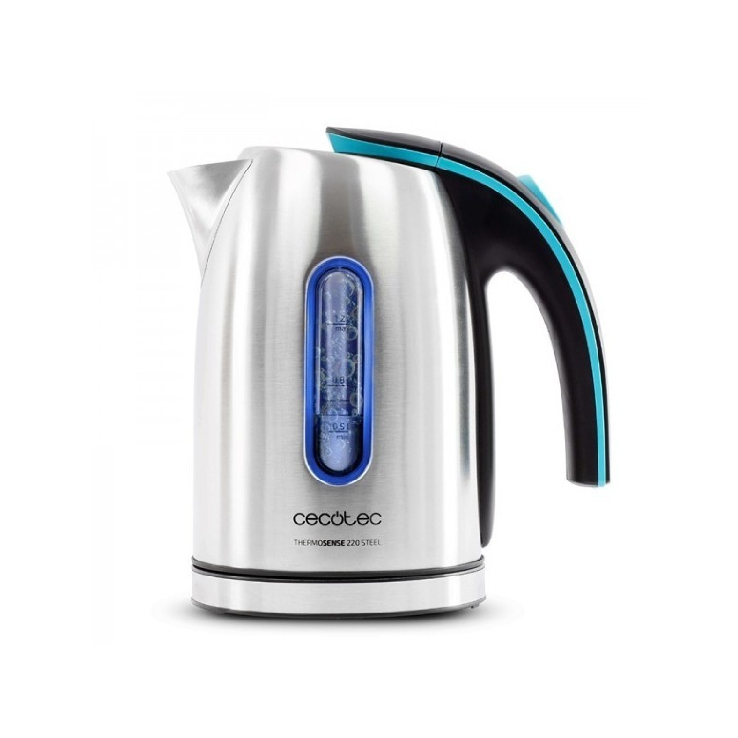 Hervidor de agua - ThermoSense 220 Steel CECOTEC, 1600 W, 1.2 Liter, Silver