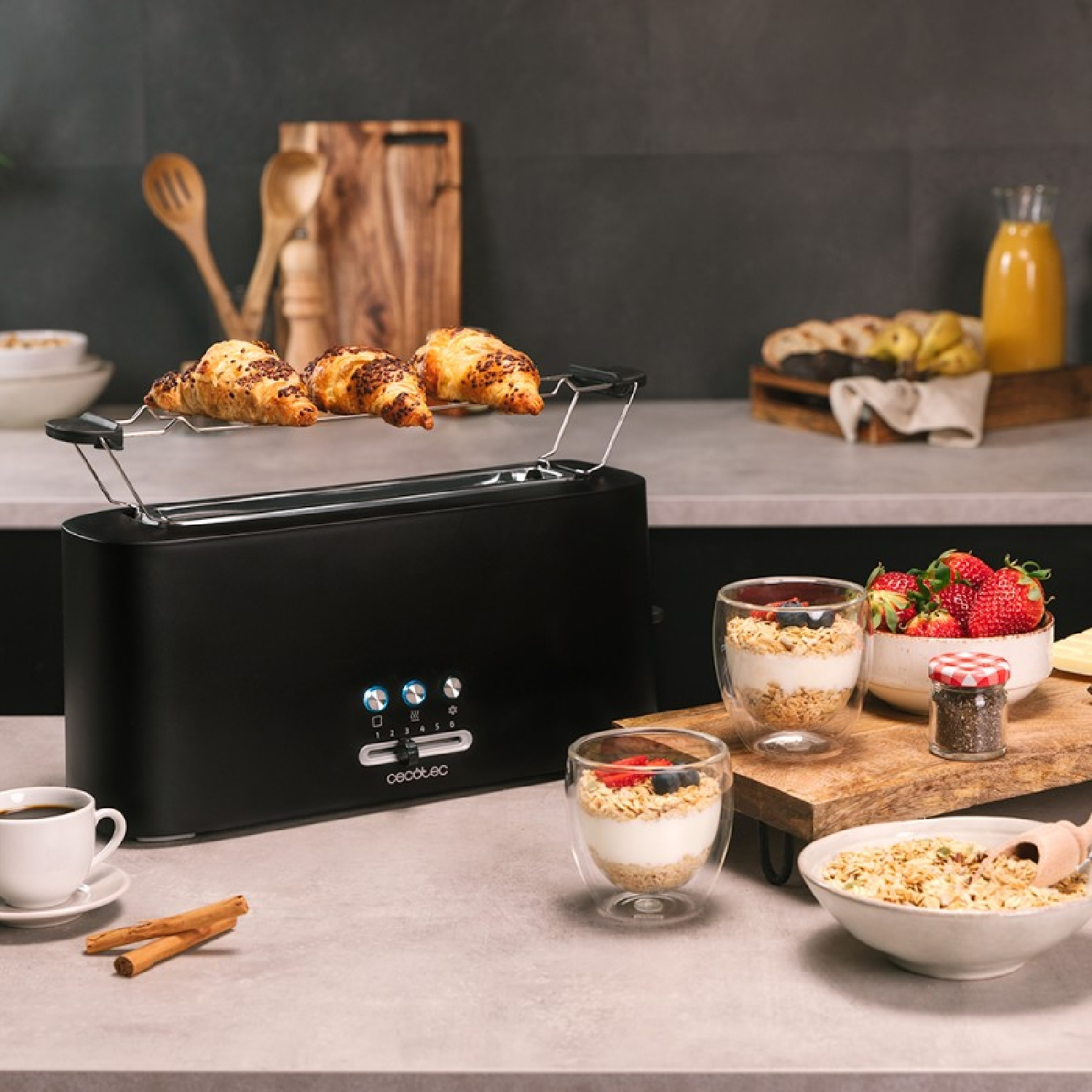 Tostadora - CECOTEC Toast&Taste 10000 Extra , 820 W, 1 ranuras, 2 rebanadas, 6 niveles tostado, Multicolor