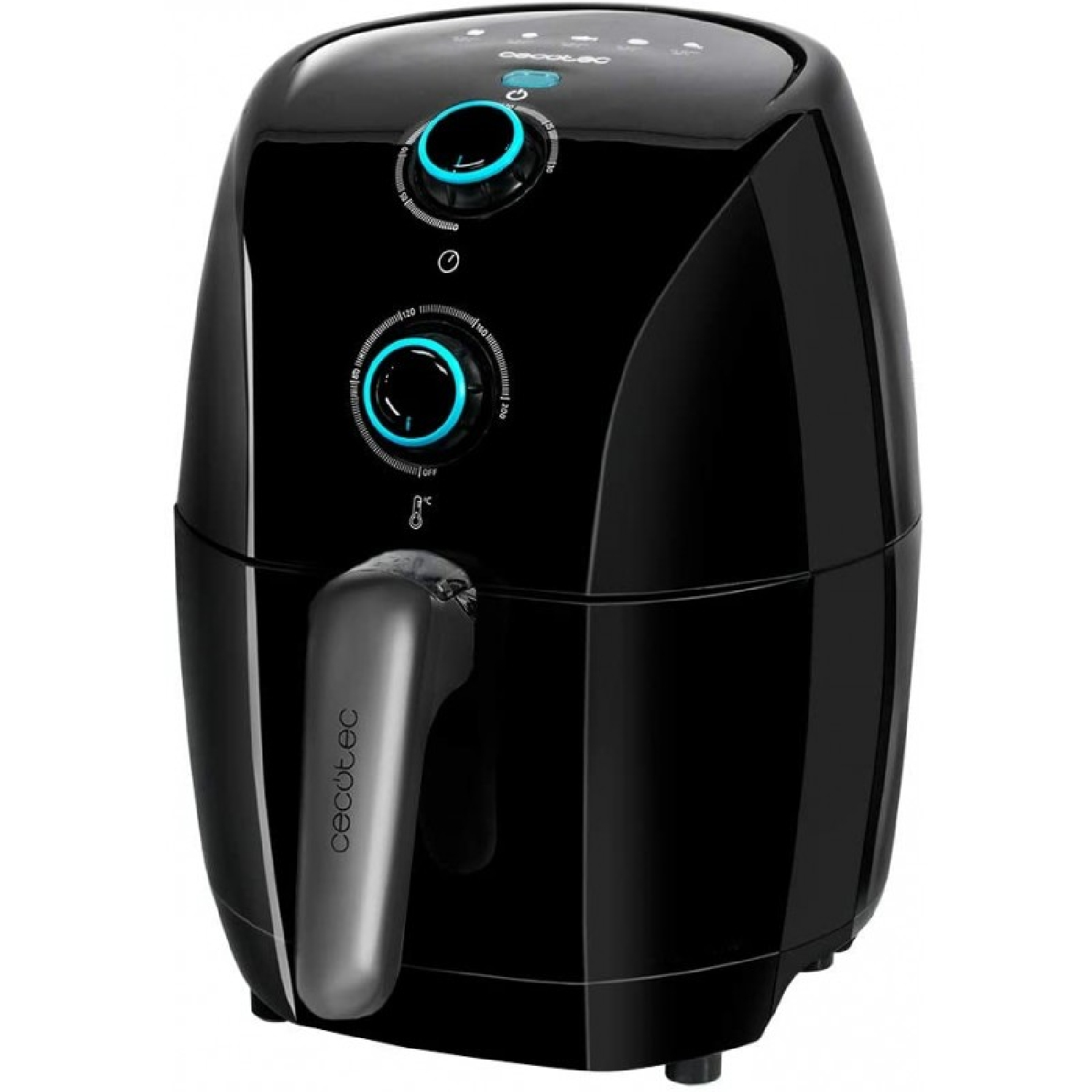 Freidora sin aceite - Cecotec Compact Rapid Moon, 1.5 l, Hasta 200ºC, Programable, Incluye recetario, Negro