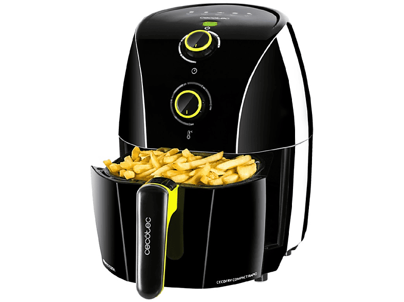 Freidora de aire  Cecotec Cecofry Rain M, 1550 W, 5.5L, Pulverización  automática de aceite, 8 menús, Autolimpieza, Negro