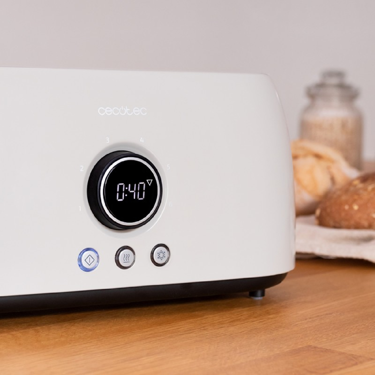 Tostadora CECOTEC ClassicToast 15000 Beige Extra Double, 1250 W,  ranuras, rebanadas, Control regulable del dorado de la corteza niveles  tostado,