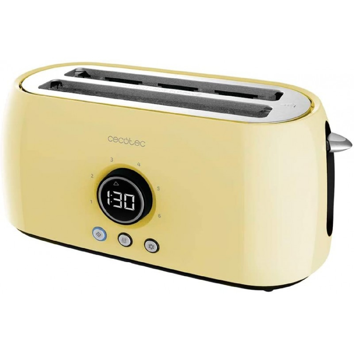 Watt, Double 2) Metallisch 15000 Toaster Yellow Schlitze: ClassicToast CECOTEC Extra (1250