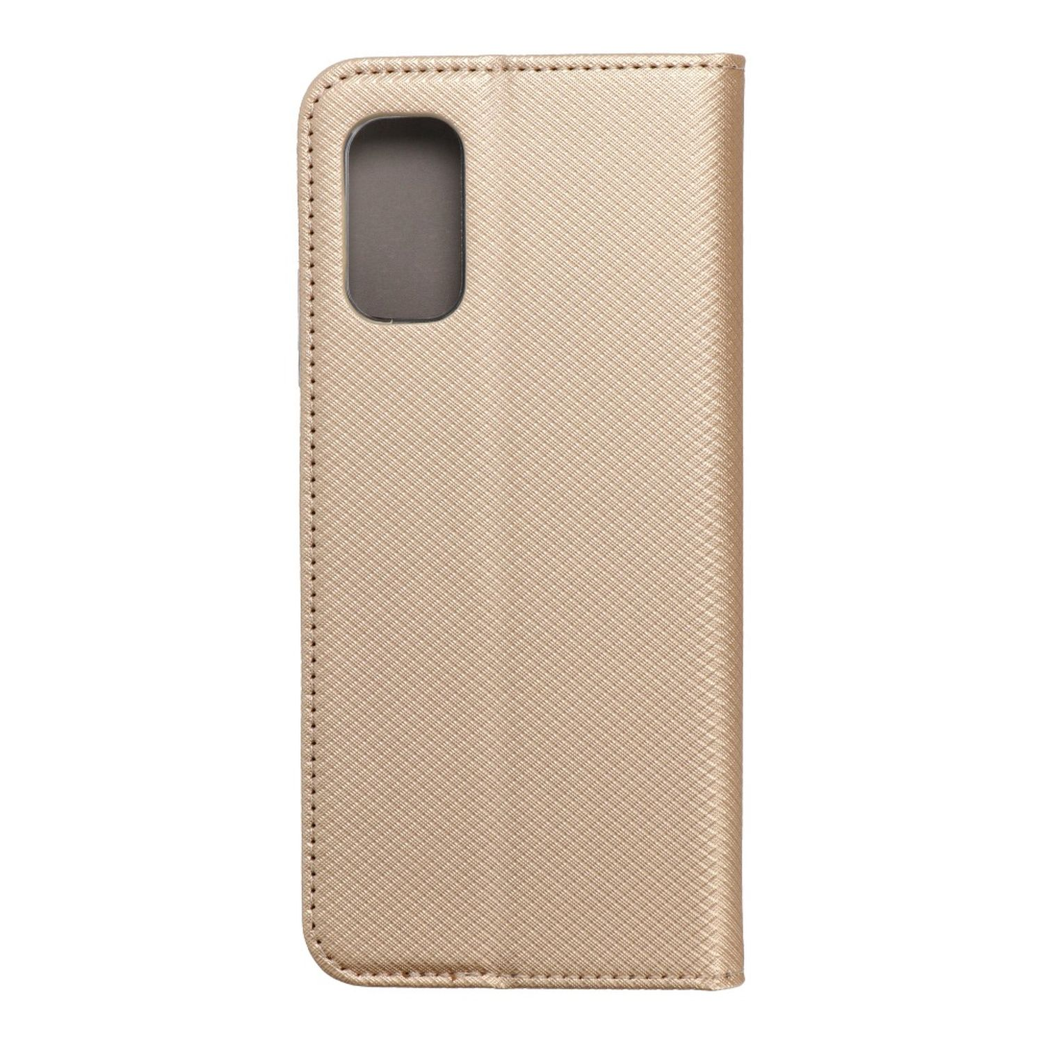 Eine beige Handyhülle mit Kameraausschnitt.