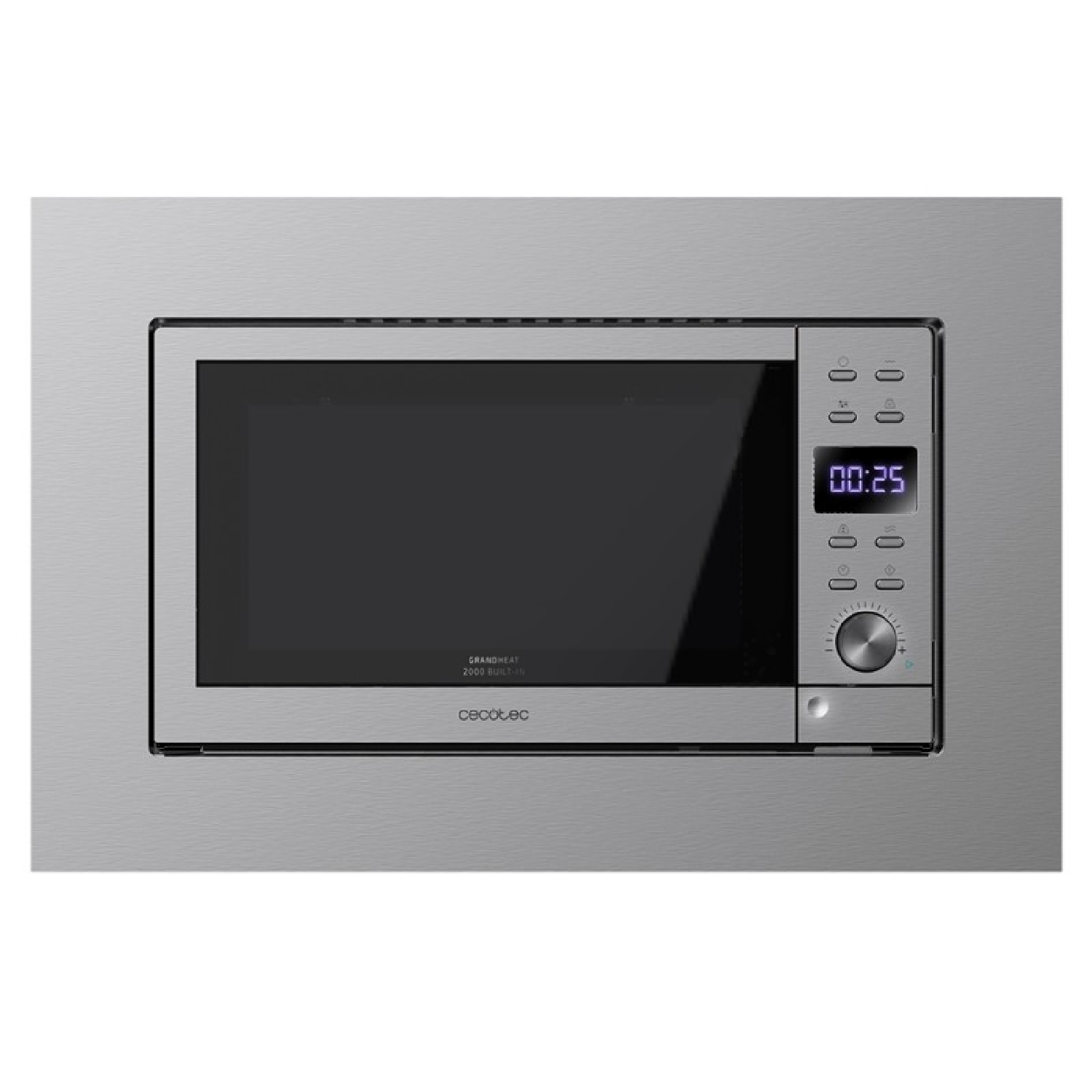 Microondas integrable - GrandHeat 2000 Built-in Steel CECOTEC, 1200 W, 3 potencia, 1 Liter, Silver