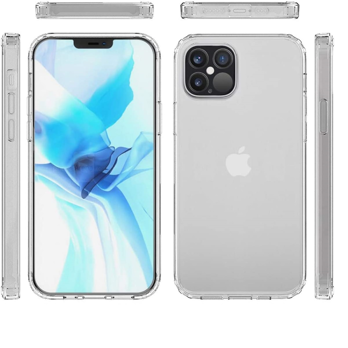 Transparente Handyhülle. Telefon mit blauem Design.