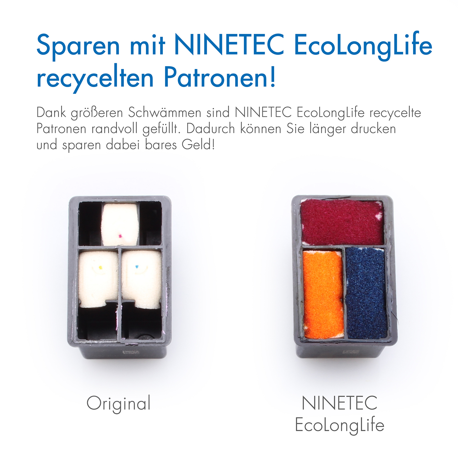 NINETEC 2er EcoLongLife Patrone (cyan, color HP yellow) magenta, 305XXL Tintenpatronen (3YM63AE) ersetzt