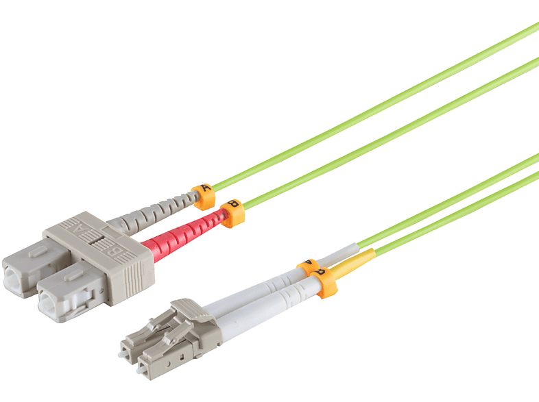 LC/SC 3,00m lindgrün, 50/125µ Netzwerkkabel, Patchkabel 3 LWL KABELBUDE Glasfaser-Duplex OM5 m