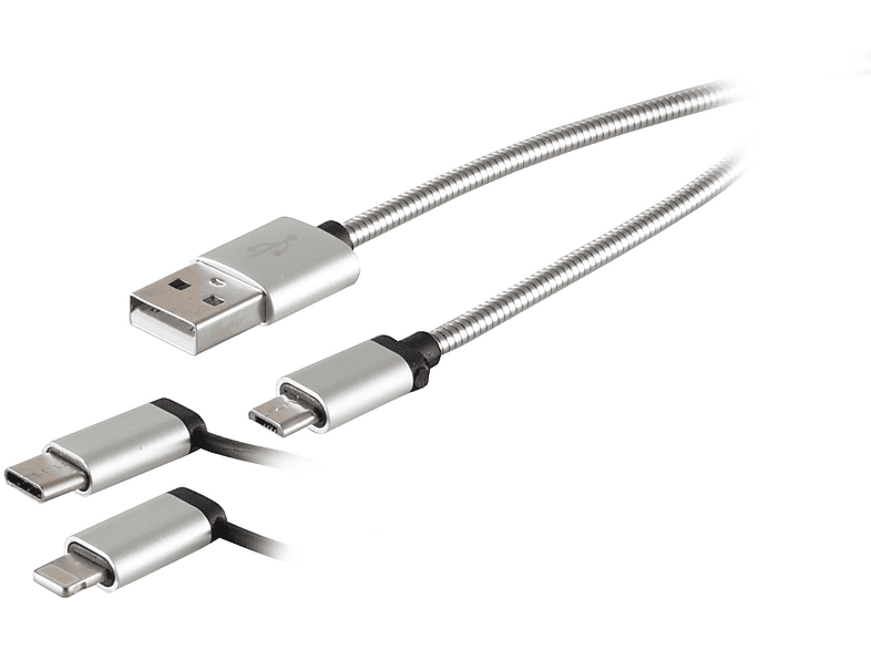 S/CONN MAXIMUM CONNECTIVITY 3in1 Kabel 8-pin Ladekabel 1m C/ Typ B/ Stecker USB Micro
