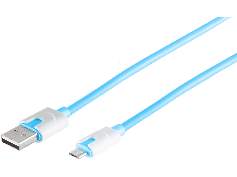 S/CONN MAXIMUM CONNECTIVITY USB-Ladekabel Micro blau, Kabel USB USB 2m B, Stecker A auf